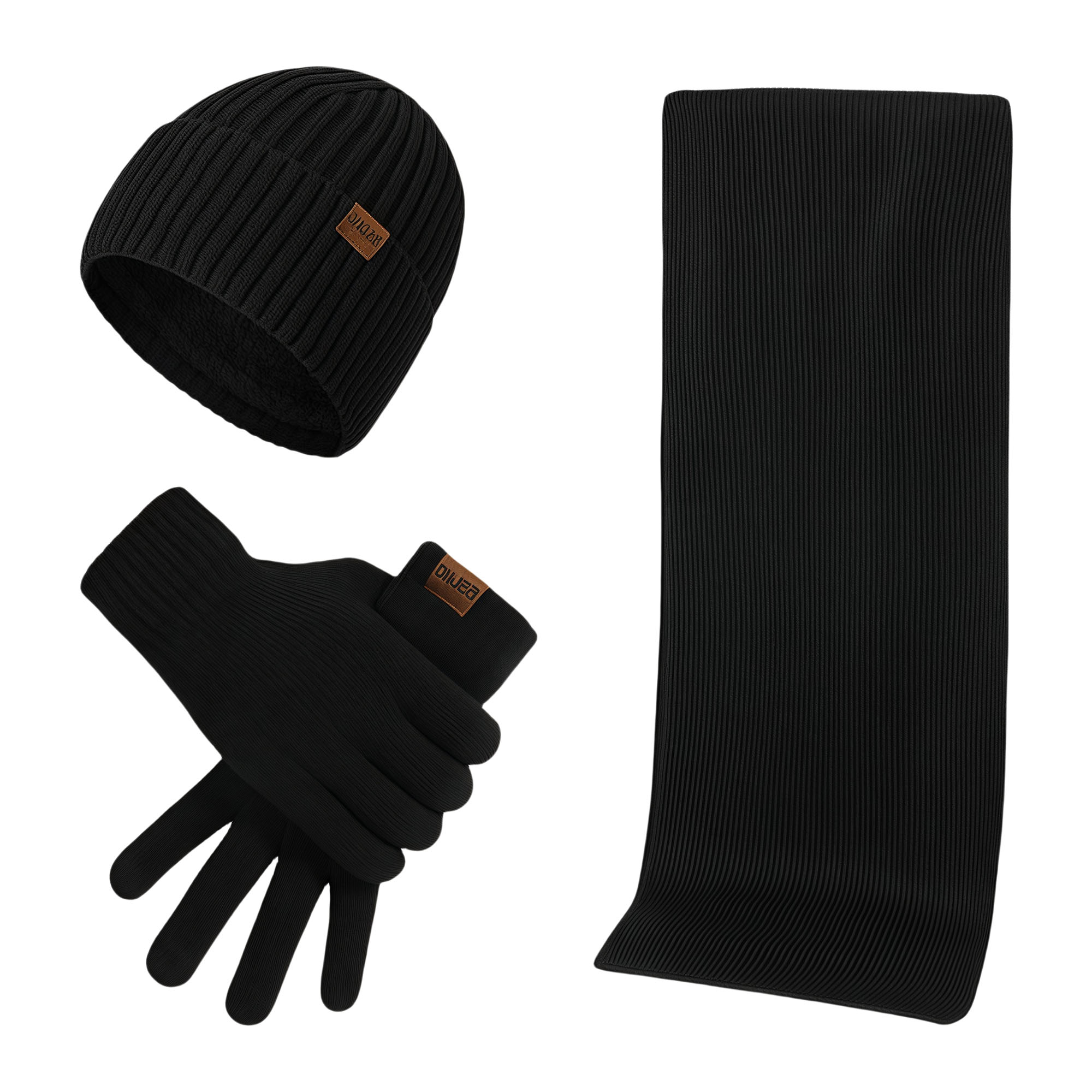 Winter Warm Knit Hat Scarf Gloves Set 7