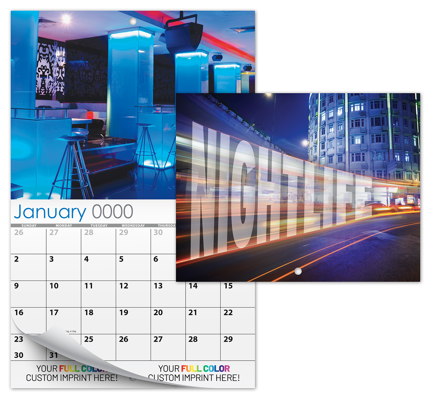 13 Month Custom Appointment Wall Calendar (High Gloss UV-Coated Cover)- NIGHTLIFE 2
