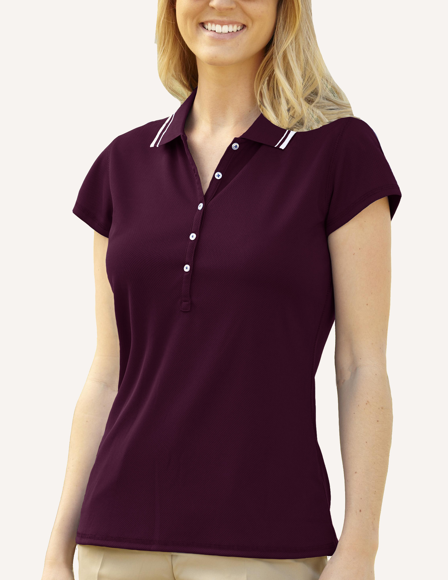 Ladies' Pacifica Birds Eye Solid Polo Shirt 3