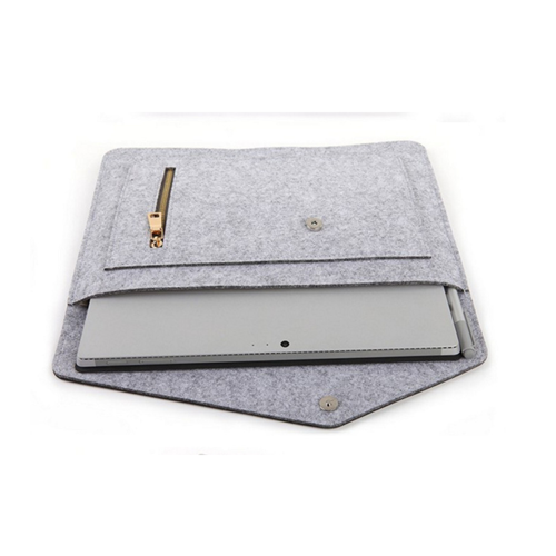 Felt Laptop Sleeve with PU Flap, Button Closure, and Front 3