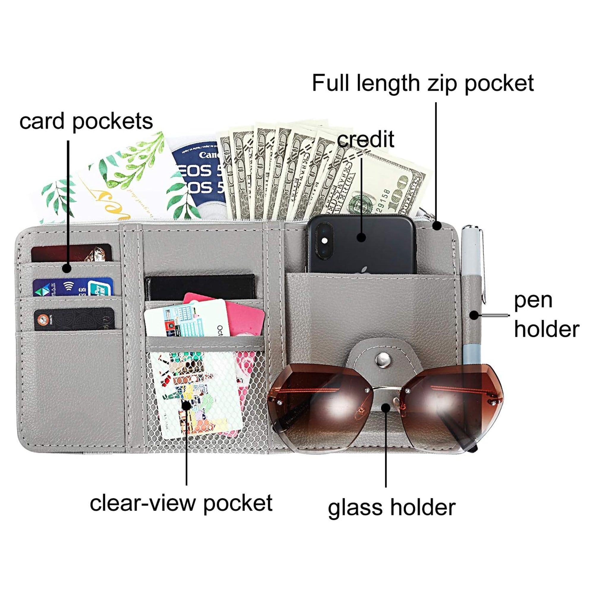 Car Sun Visor Organizer Sunglasses Holder 2