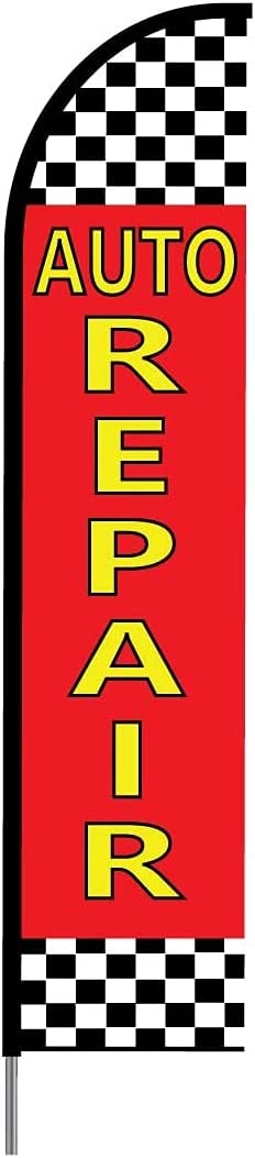 Auto Repair(Red) Flag Kit 15' Feet Feather Flag Sign feather banner Outdoor Banner 2