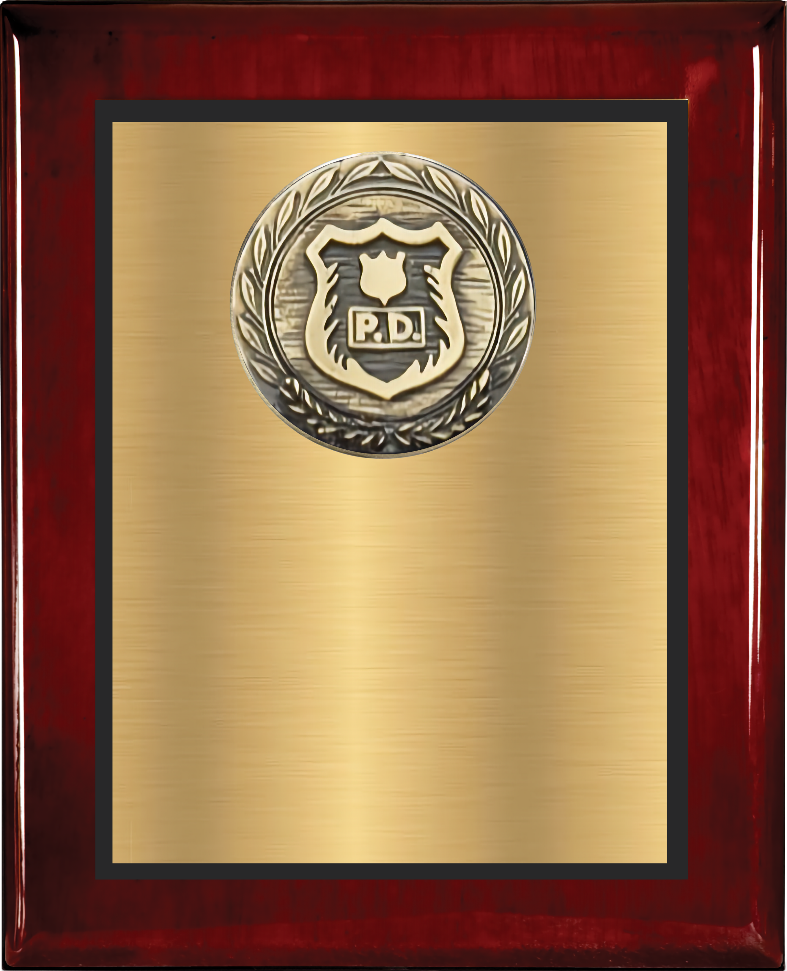 Rosewood Piano Finish Plaque w/Double Plate and Medallion 8