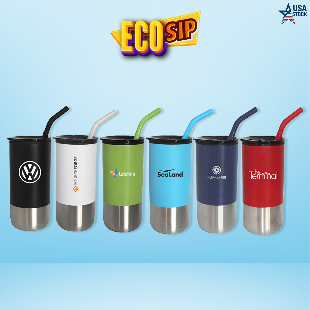 EcoSip 16oz Double-Wall Tumbler With Silicone Tipped Straw 2