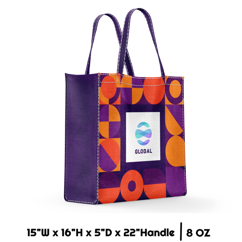 Sublimation 8 oz Poly Canvas Tote Bag - 15"W x 16"H x 5"D x 2