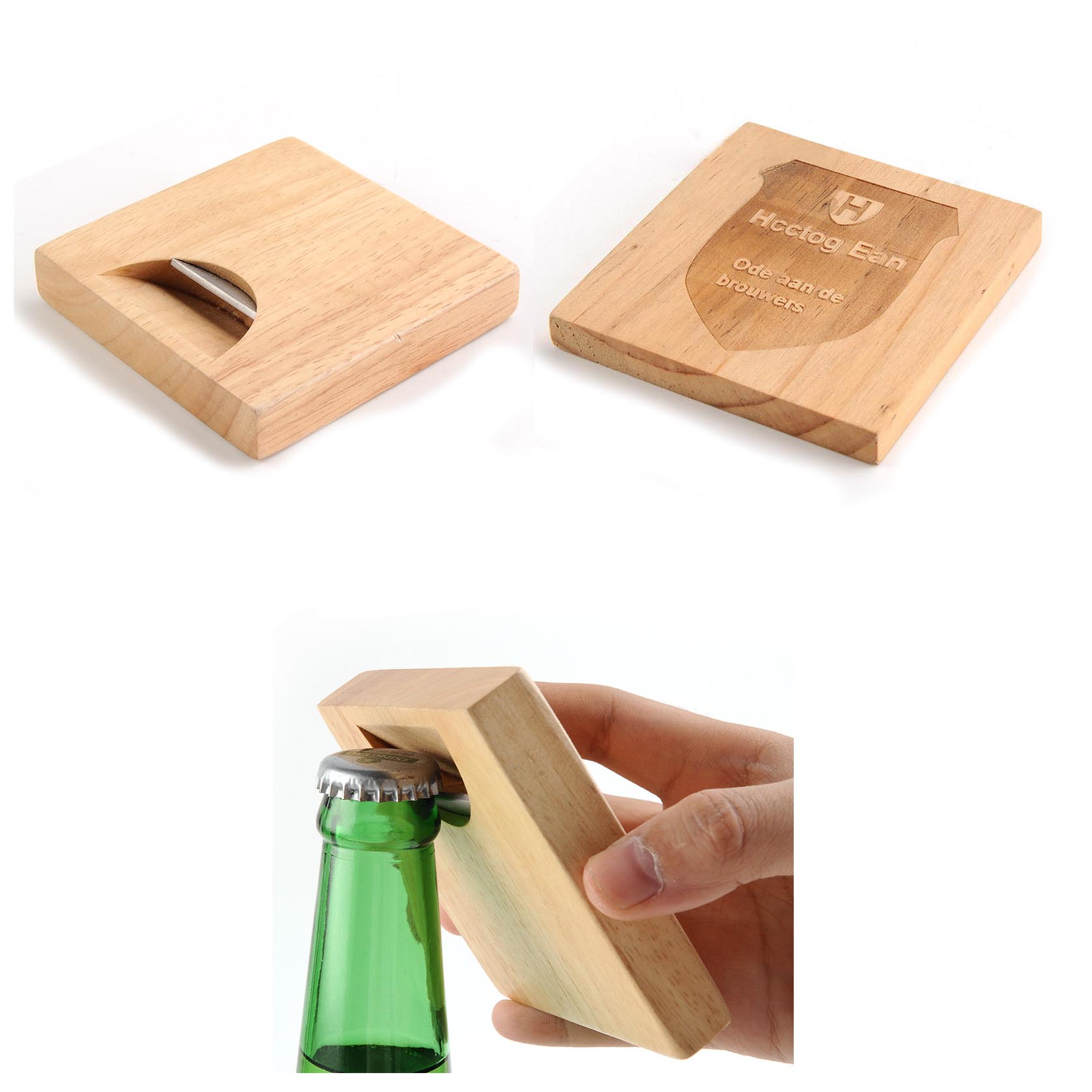 3.5'' Wood Bottle Opener Coaster 2