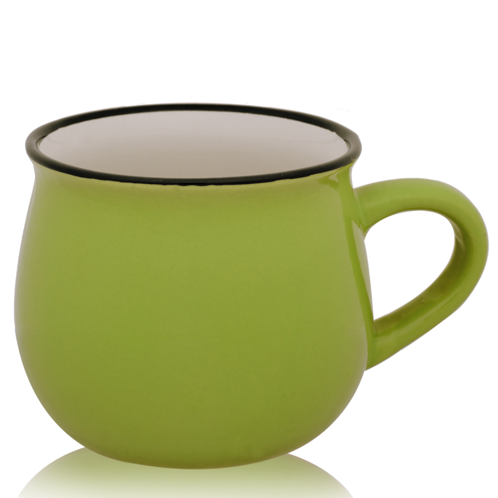 12 oz. Two Tone Glossy Pottery Coffee Mugs 18