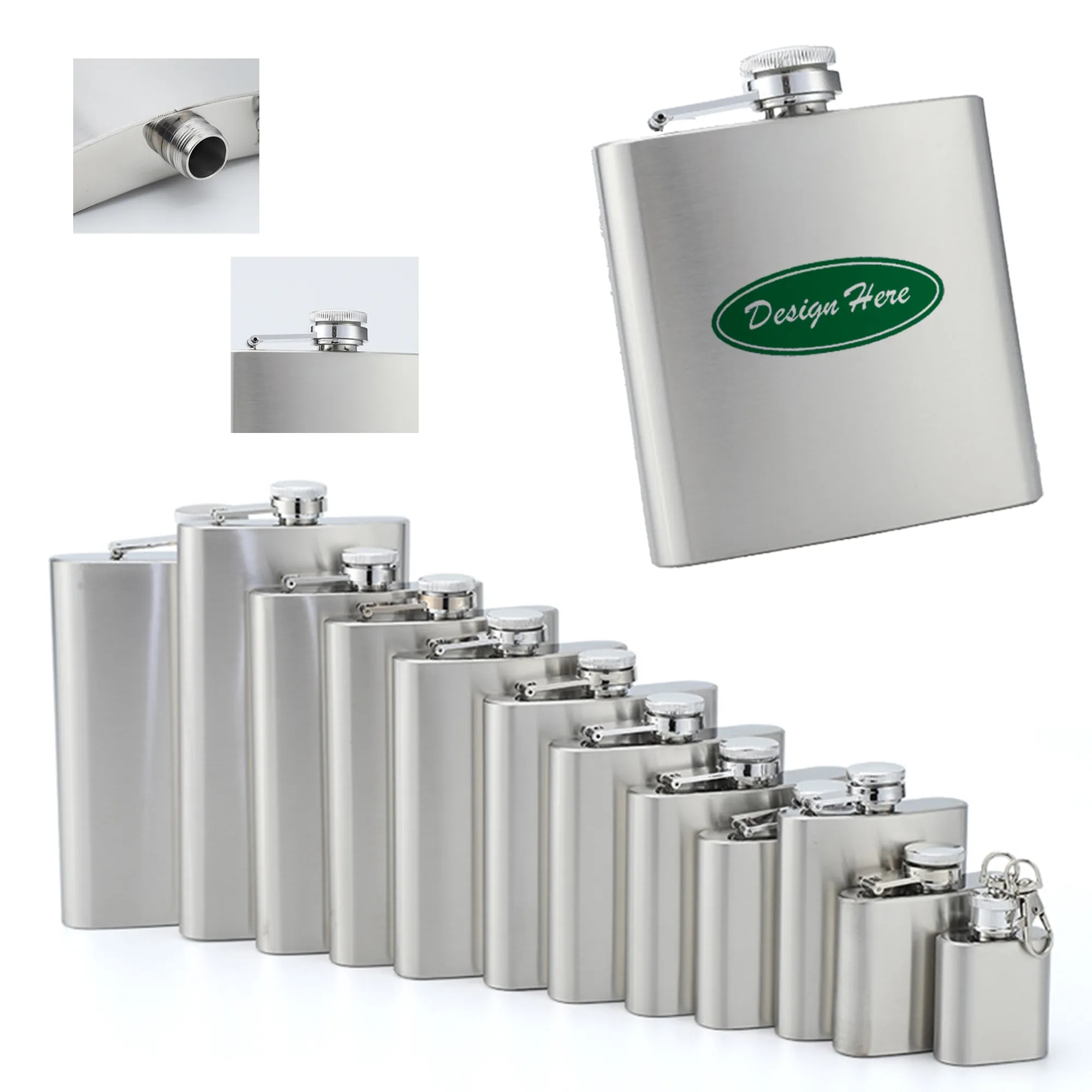 8 OZ Stainless Steel Flask, custom water bottle with logo imprint 2