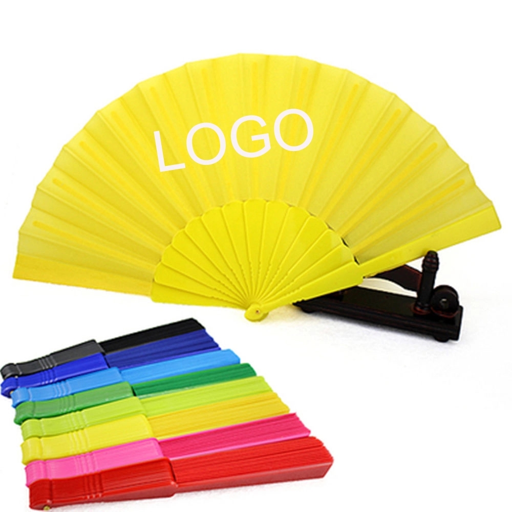 Cloth Fabric Folding Hand Fan - Plastic Handles 6