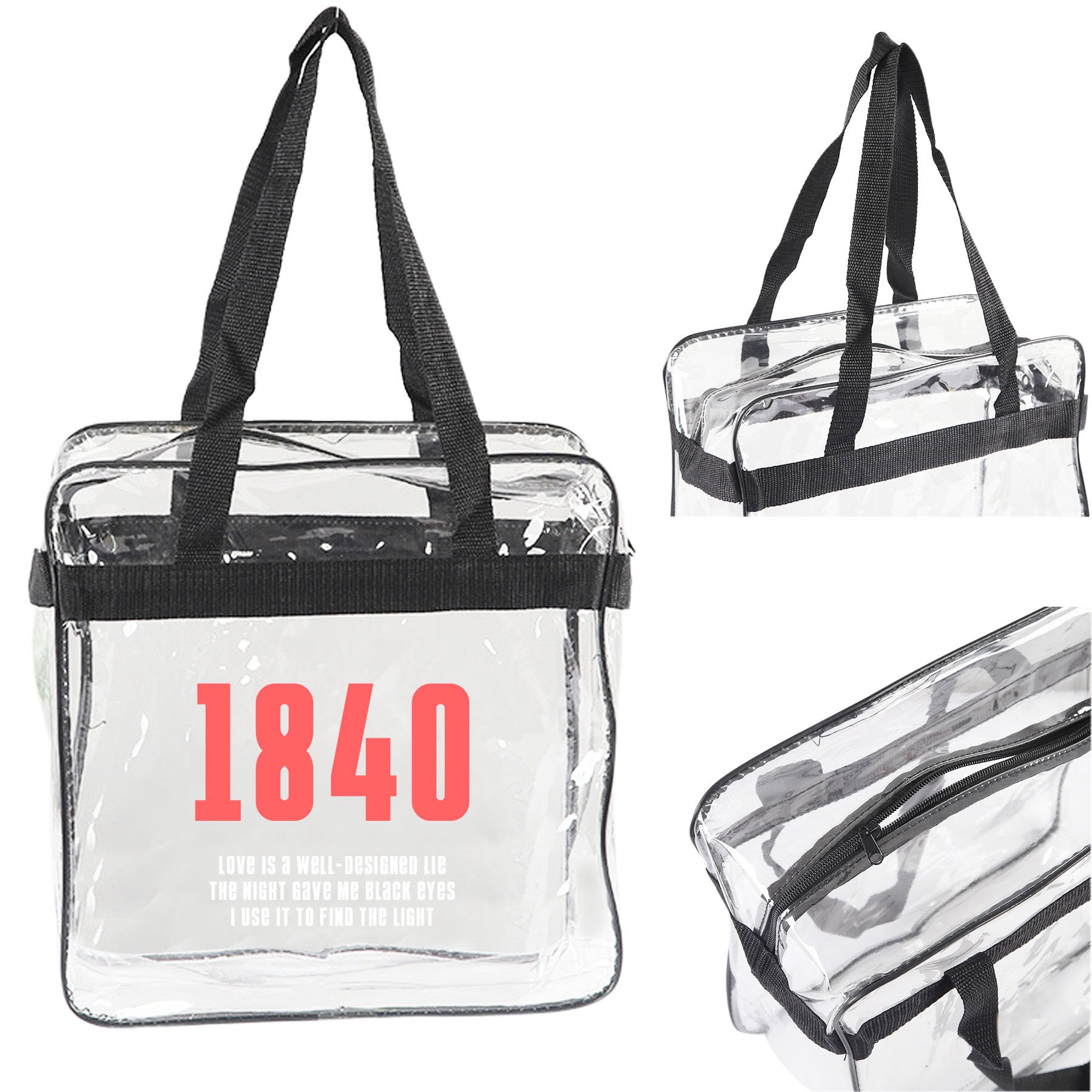 Clear Stadium Tote Zipper Bag 1