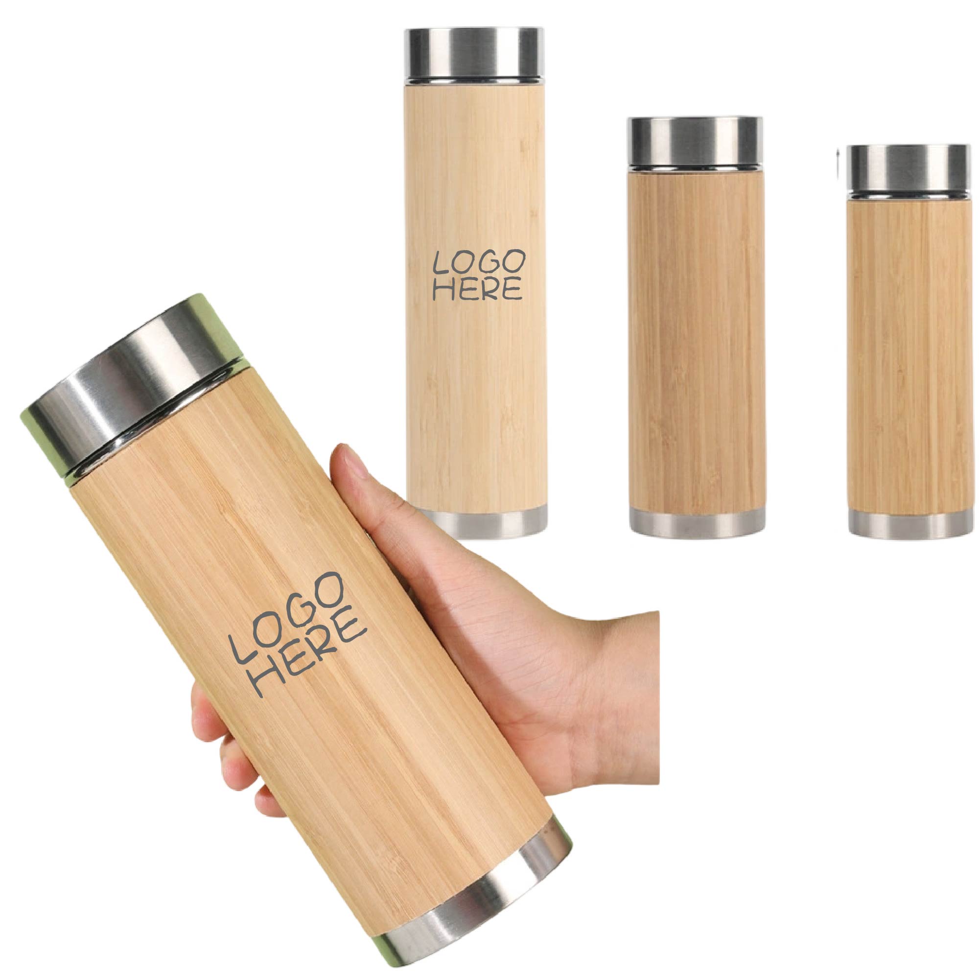 Insulated Bamboo Stainless Steel Water Bottle 2