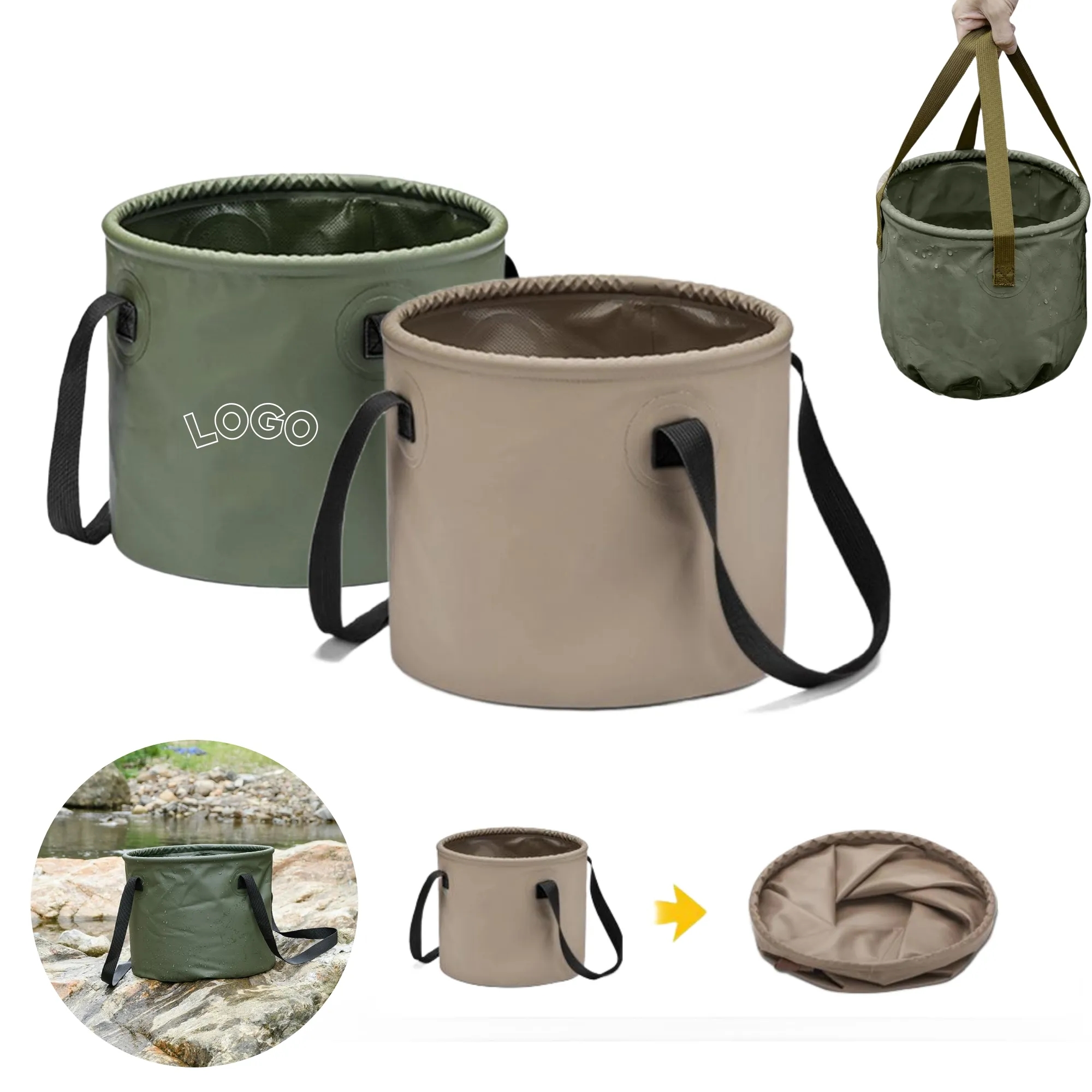 Outdoor Camping Portable Handle Folding Bucket 1