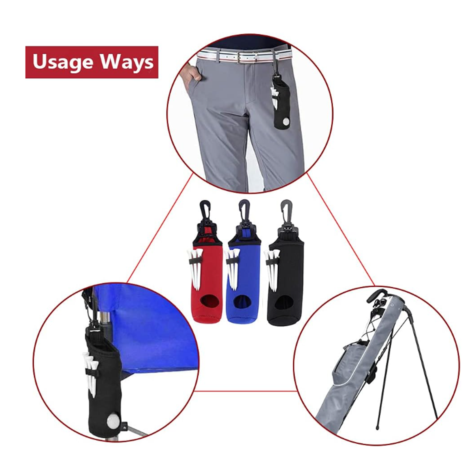 Portable Storage Bag With Golf Ball 3 Tees 5