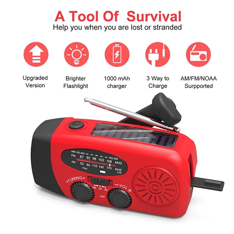 Solar Emergency NOAA Weather Radio Hand Crank Self Powered 1