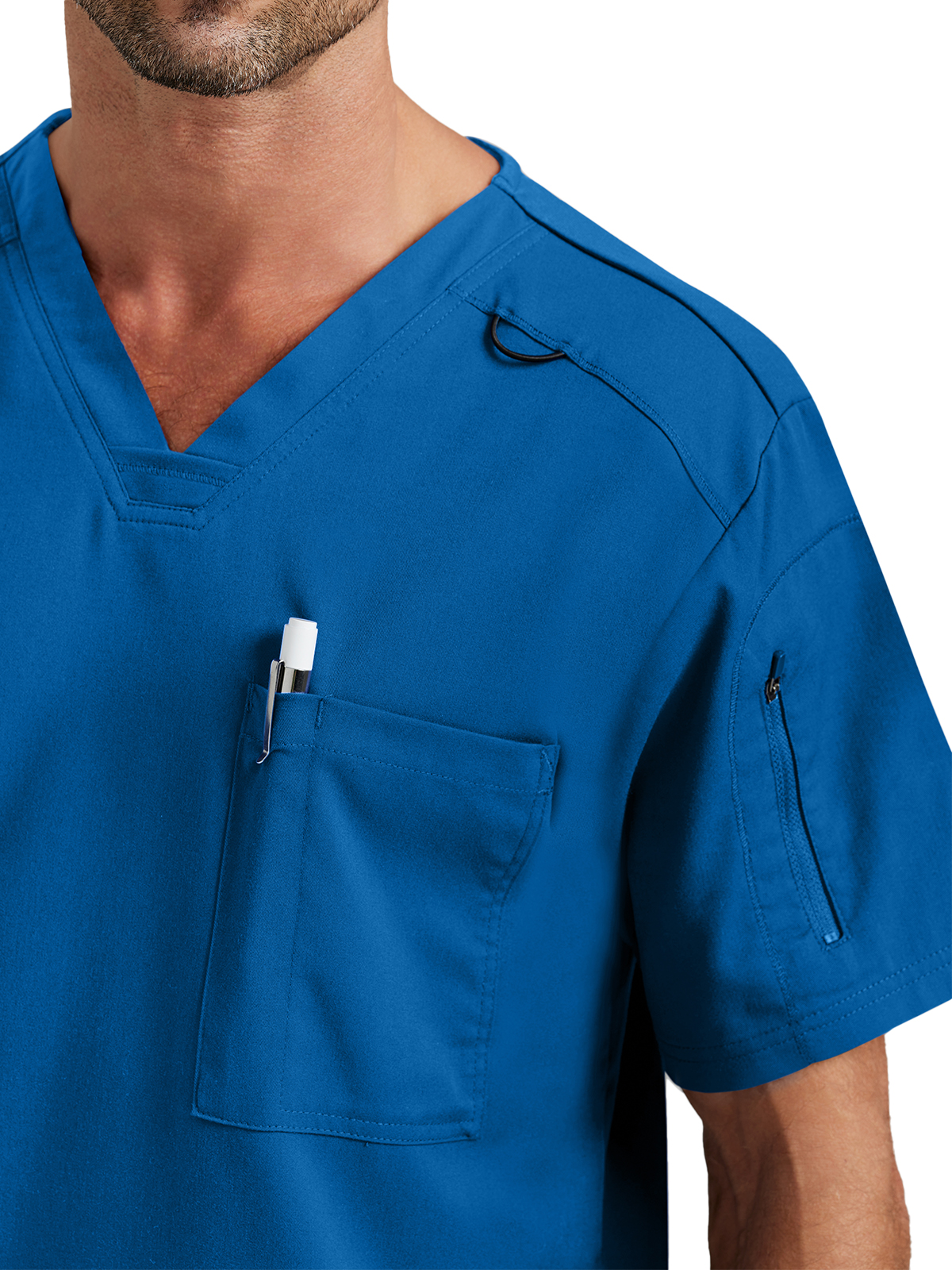 Grey's Anatomy Spandex Stretch - Men's Two-Pocket V-Neck Murphy Scrub Top 8