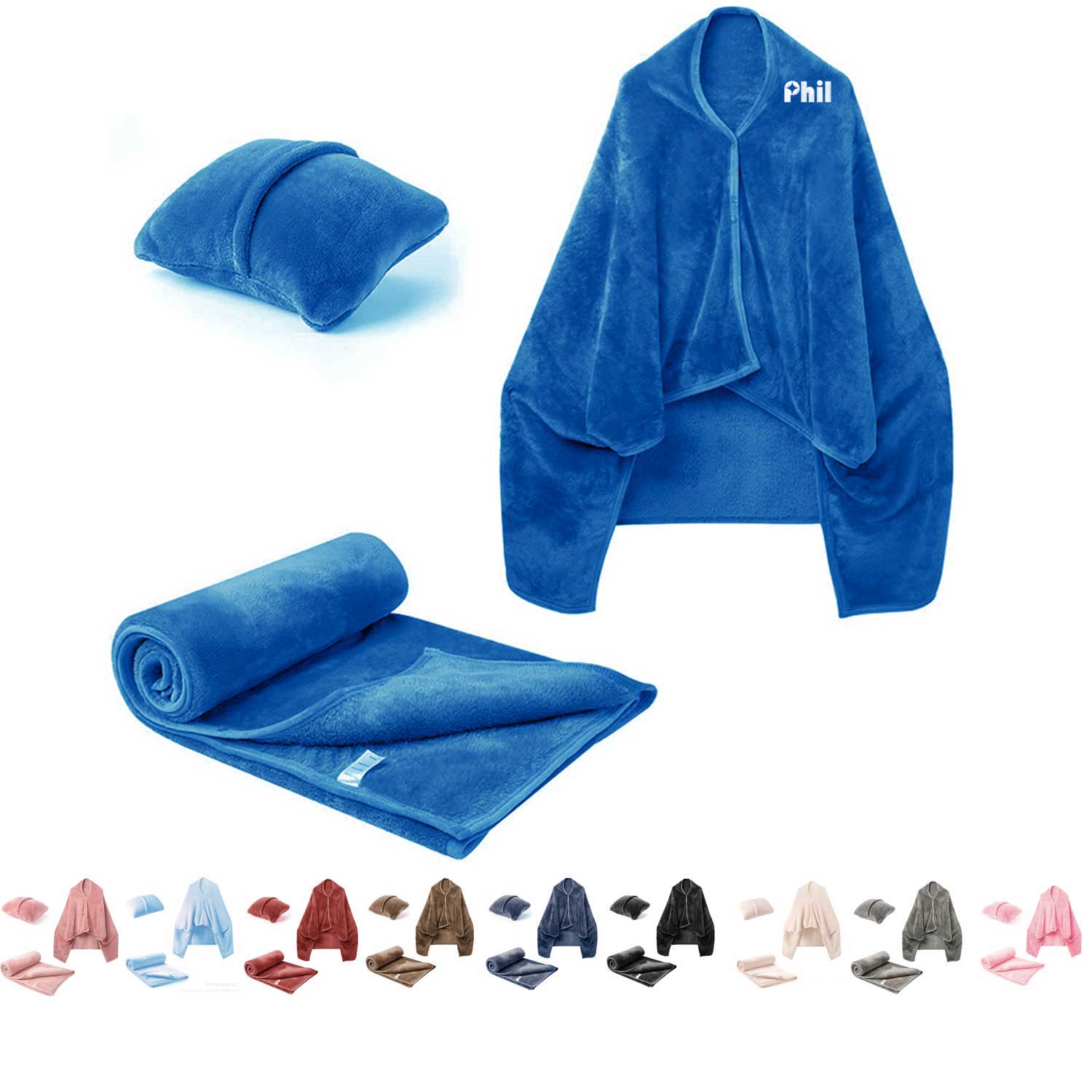 2-in-1 Foldable Travel Blanket & Pillow - Flannel Shawl