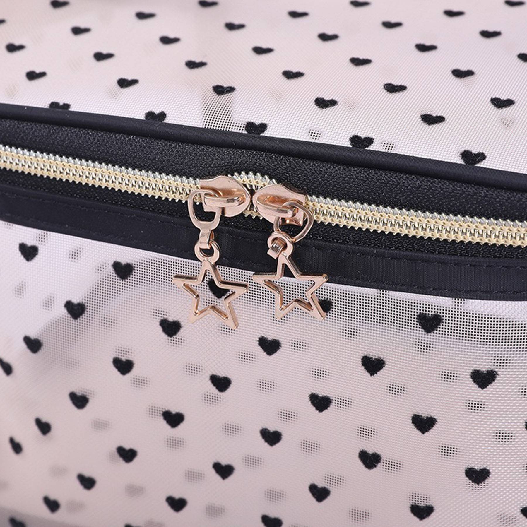 Tulle Heart Pattern Cosmetic Bag 5