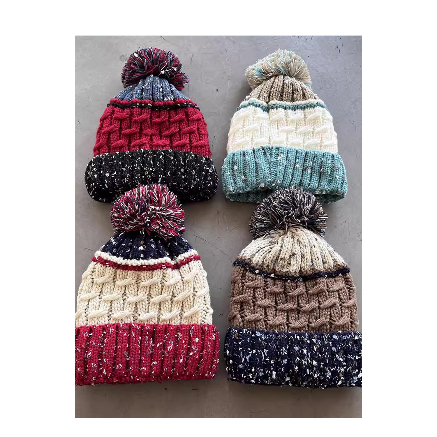 Mixed Color Striped Velvet Beanie Hat 2