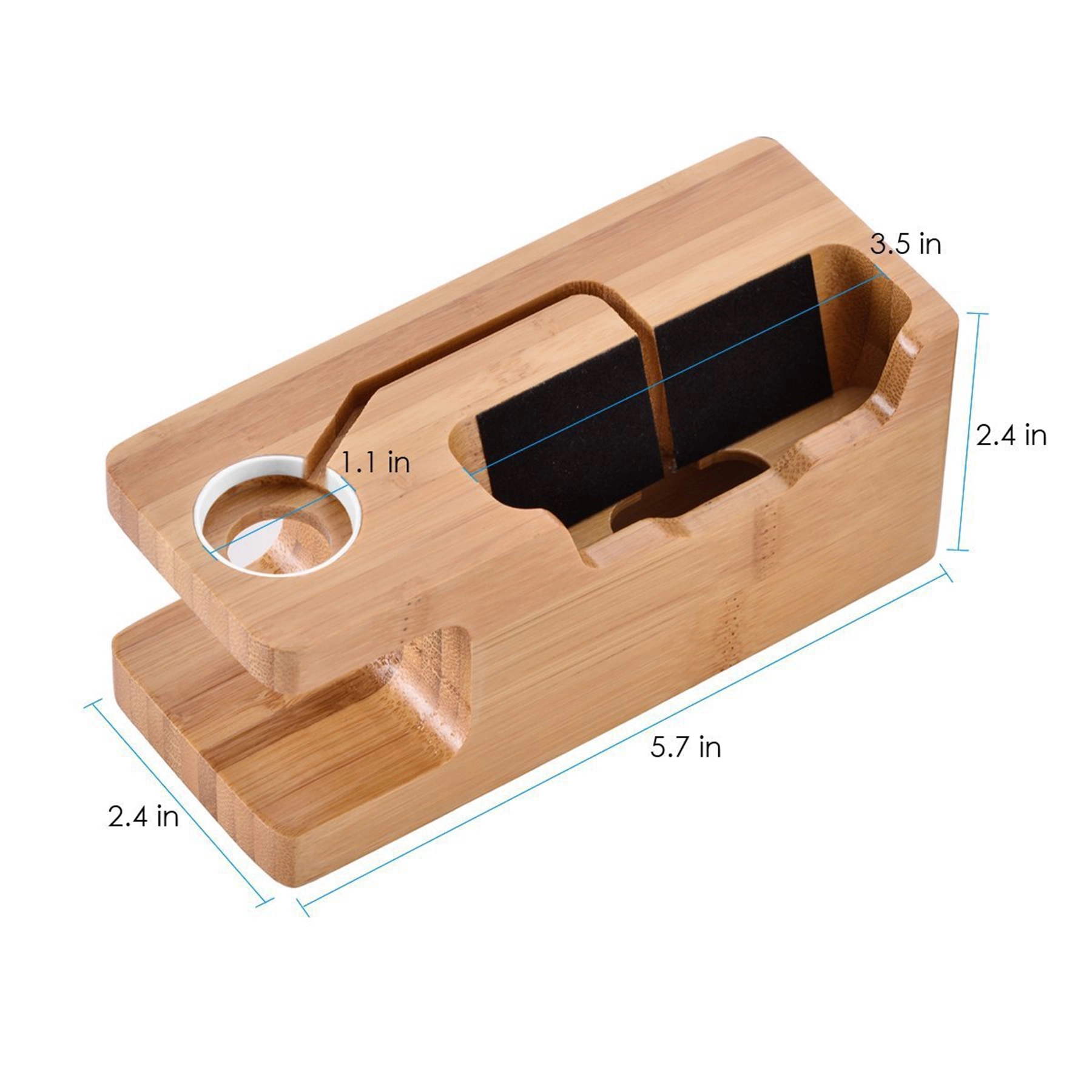 Bamboo Charging Station Desk Organization for Phones Watch 2
