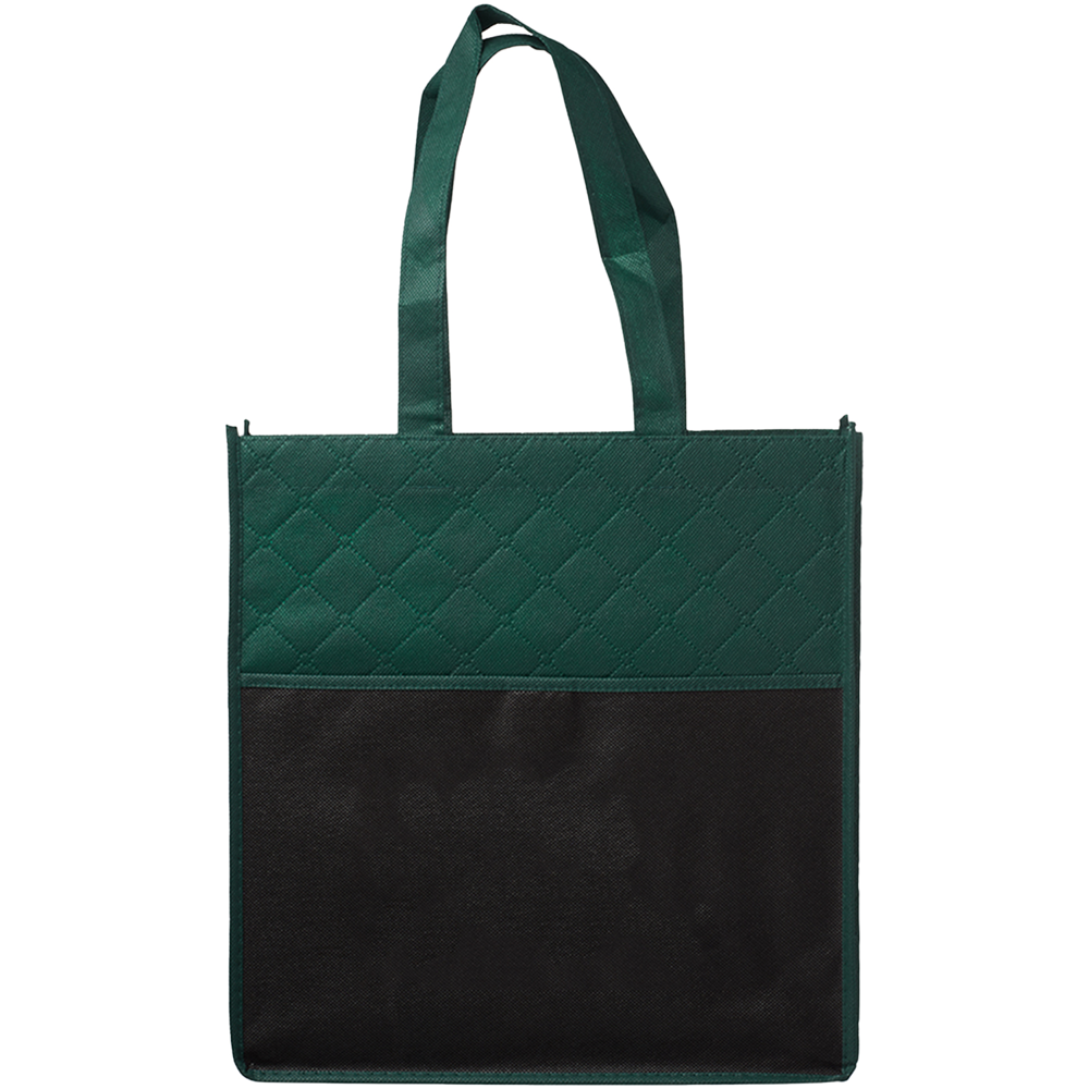 130 GSM Reusable Quilted Pocket Shopping Tote Bag W/ Gusset (13" x 13.75" x 3")