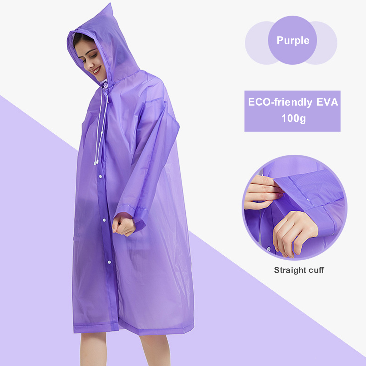 Transparent Reusable EVA Raincoat 3