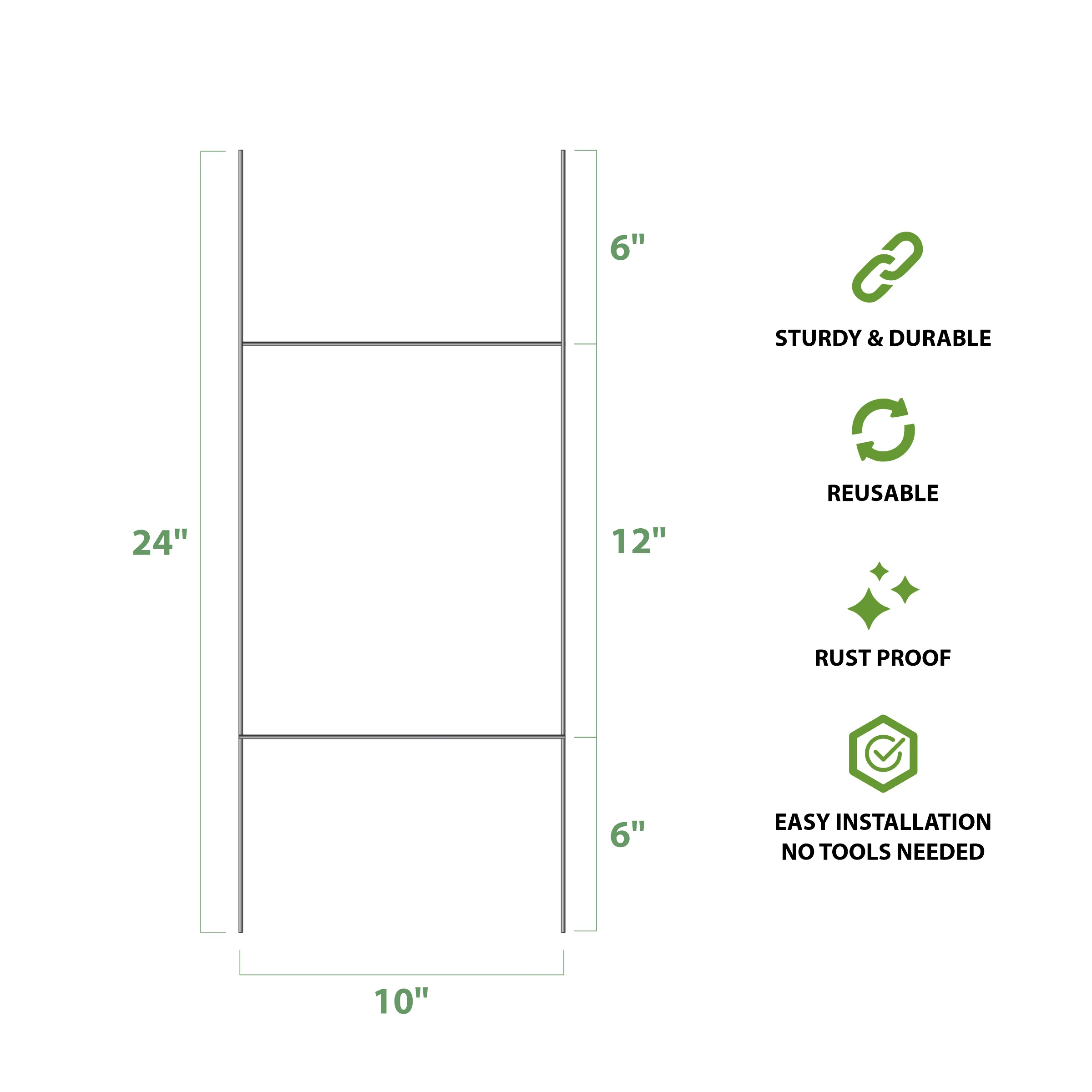 10"x24" H-Stake Hardware for Yard Signs 4