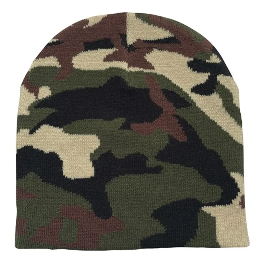 Camo Pattern Stretch Beanie with Custom Logo 3