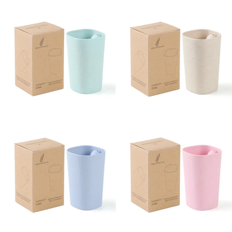 Wheat Straw Plastic Toothbrush Holder Cups 2