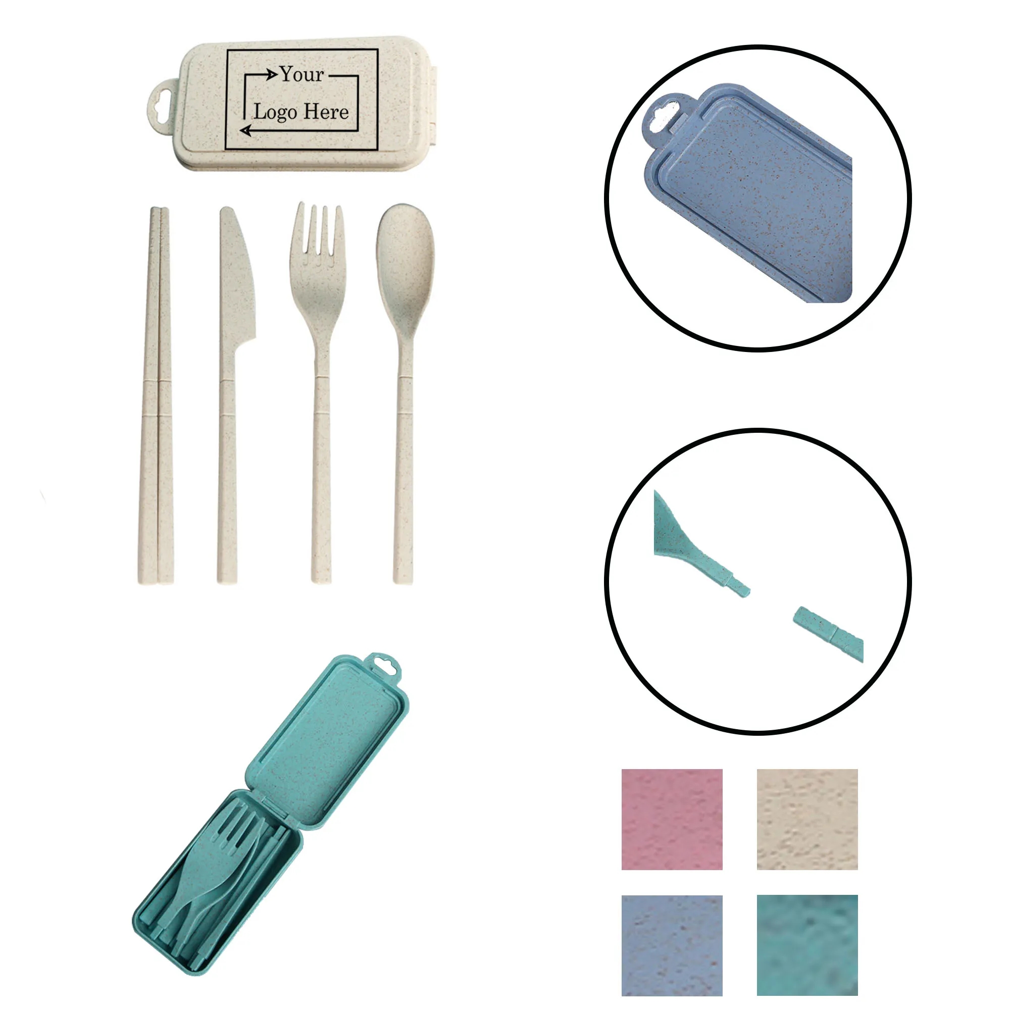 Silkscreen Biodegradable Wheat Straw Cultery Set 1
