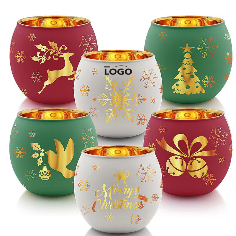 Christmas Decorative Glass Candle Holders - Set of 6 1