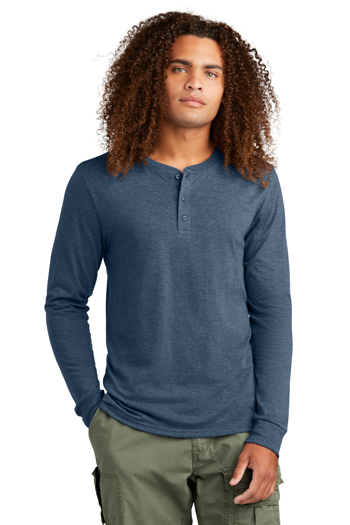 District Perfect Tri Long Sleeve Henley DT145 5