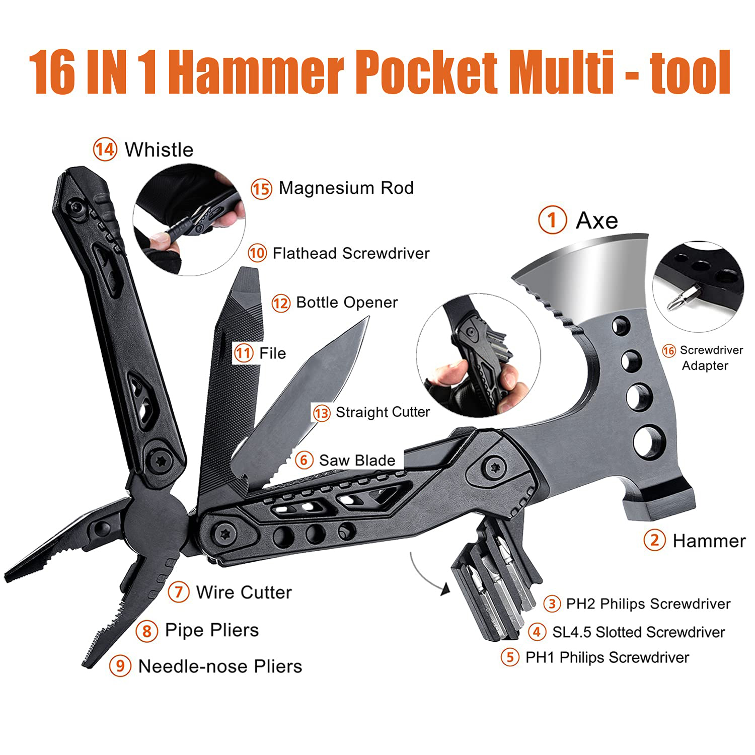 Multi-Tool Hammer and Pliers Set 3