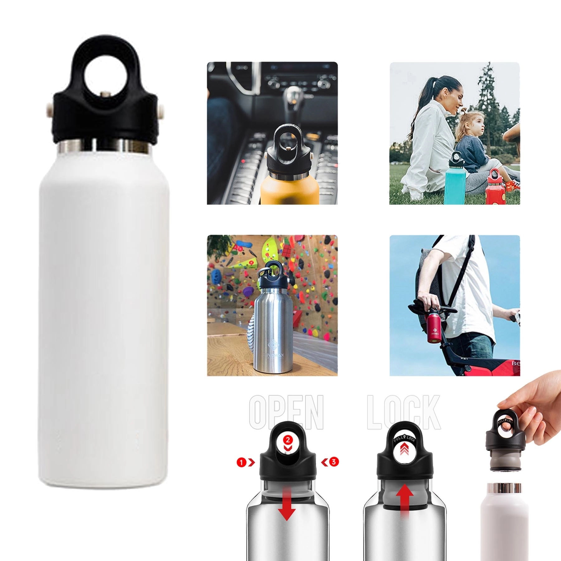 Water Bottle with Twist-Free and No-Screw Insulated Flask 2