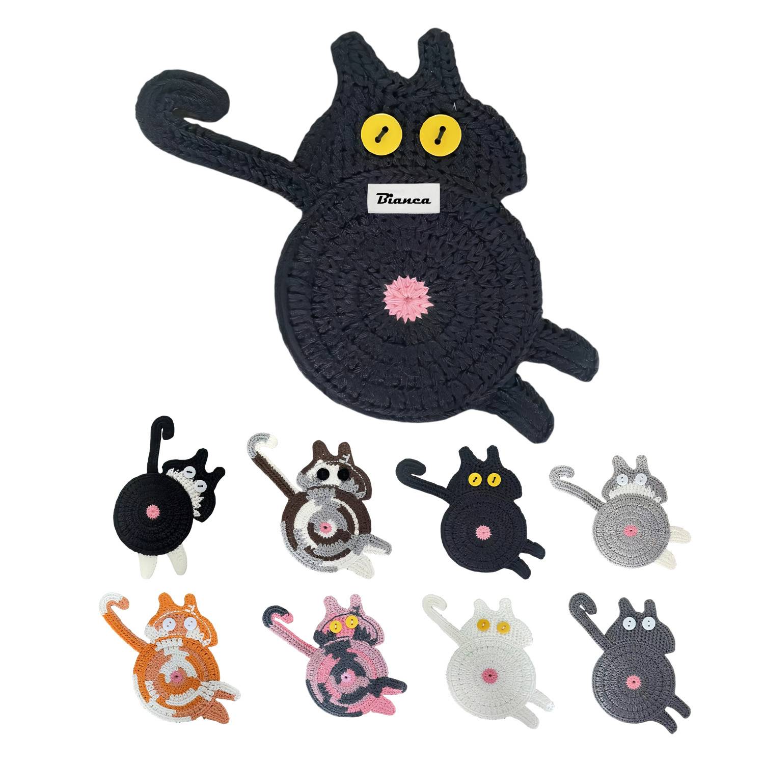 Fun Cat Butt Knitted Coaster 7