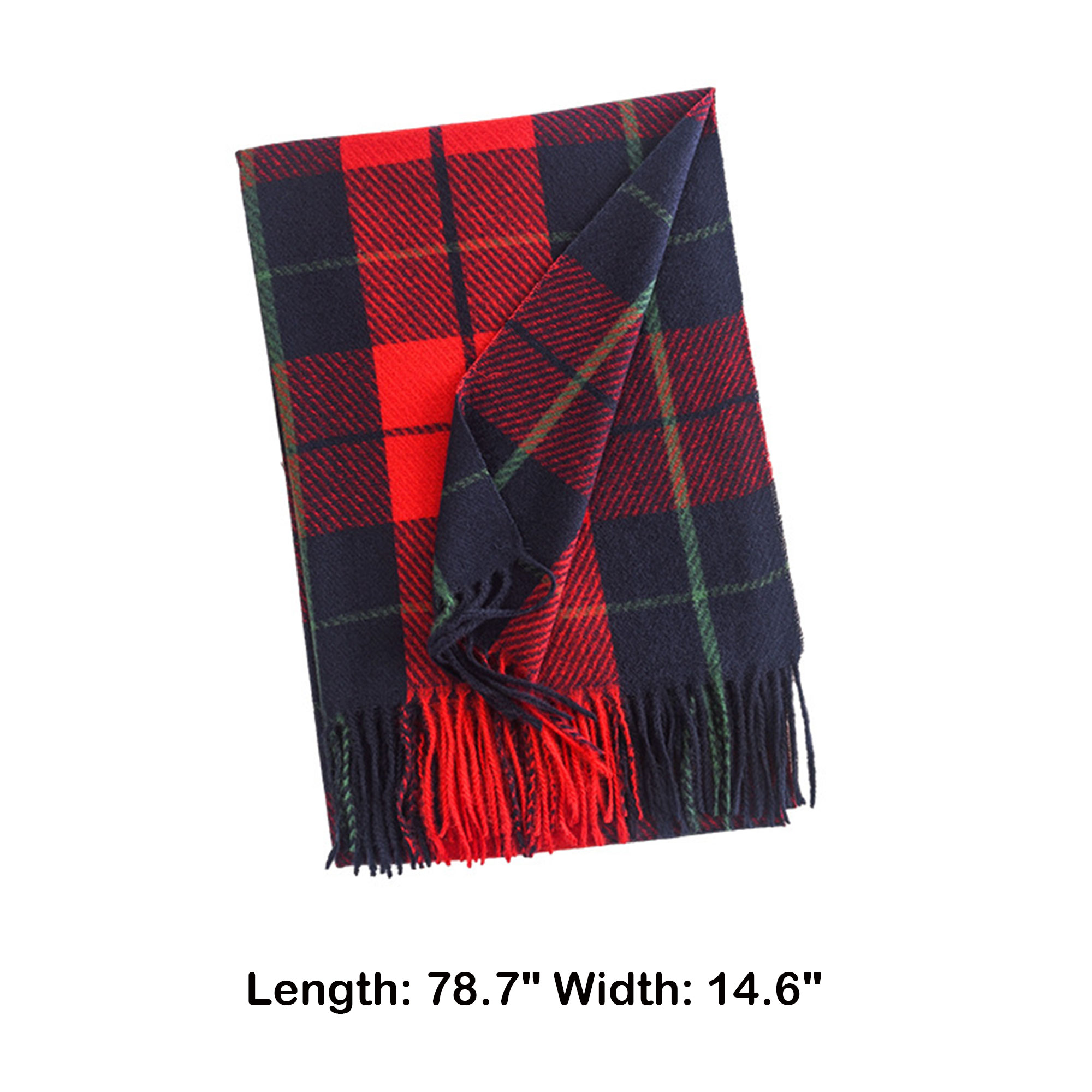 Christmas Plush Tassel Plaid Scarf Winter 4