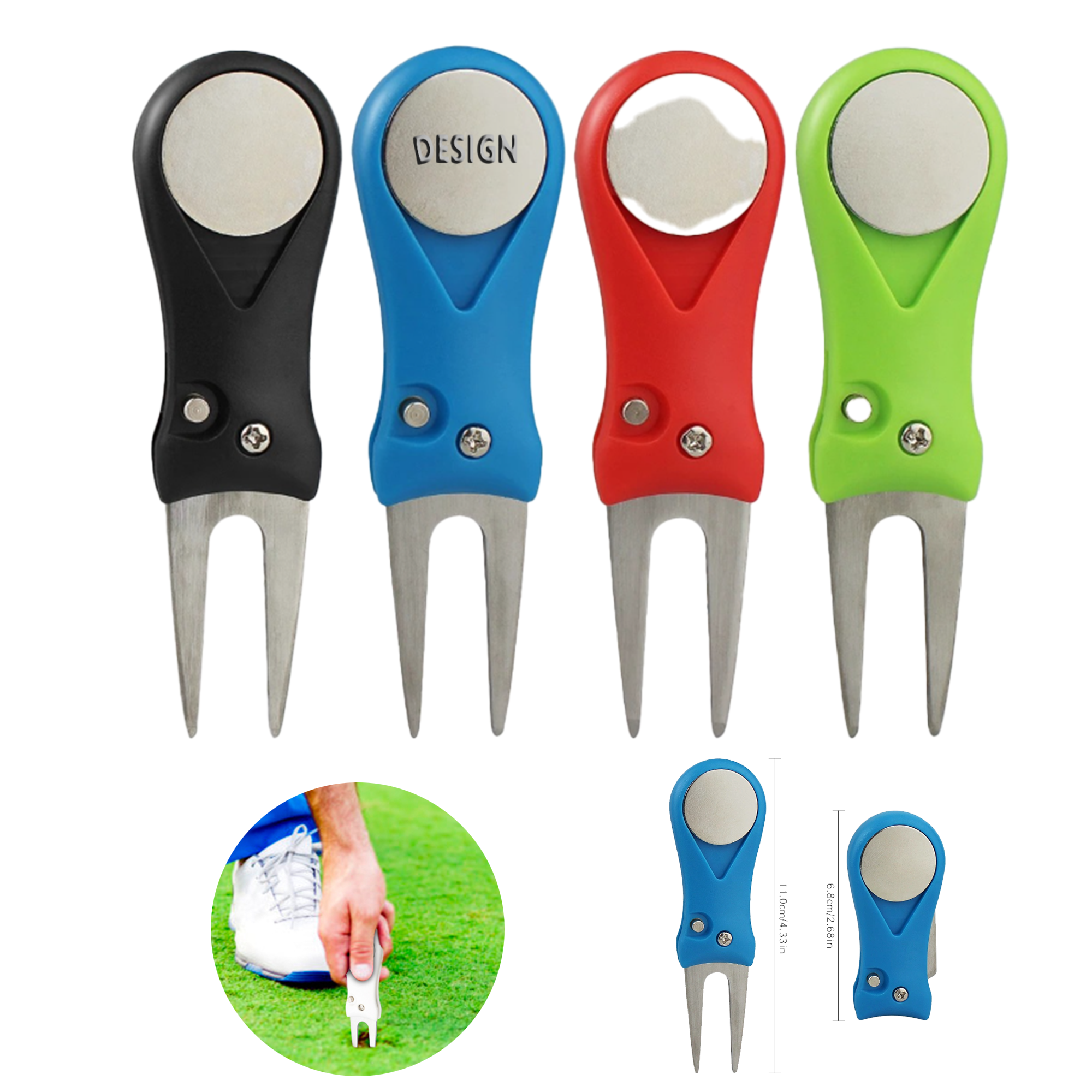 Pocket Golf Divot Tool with Spring Action Design 1