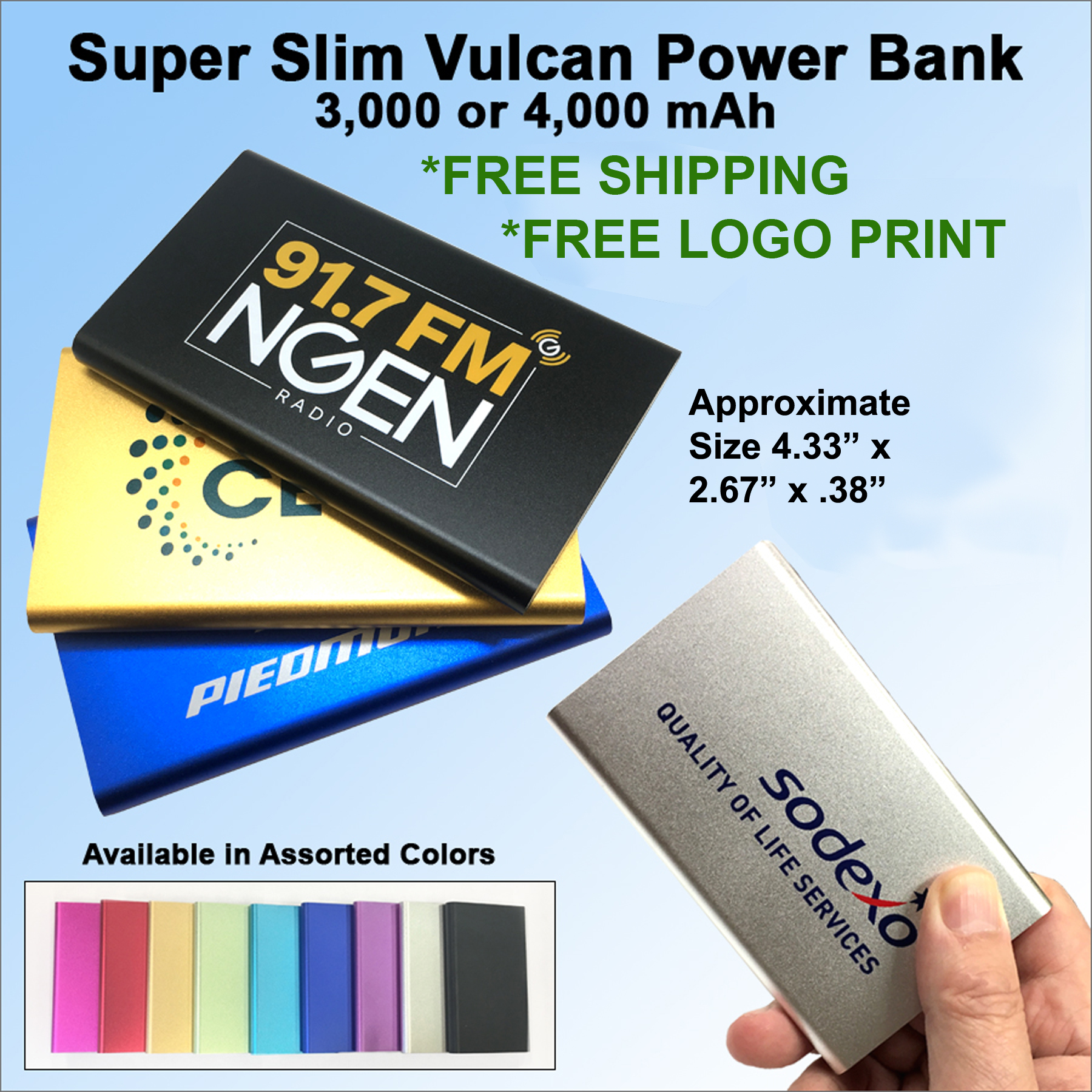 Super Slim Vulcan Power Bank 4000 mAh