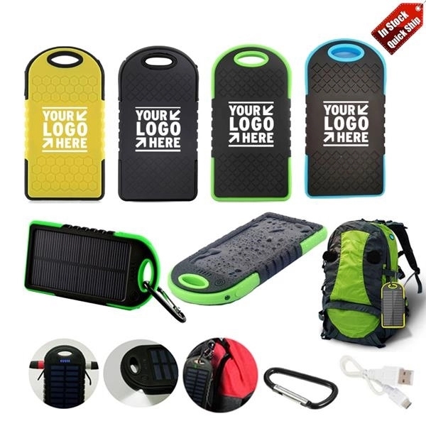 Rapid Ship 5000mAh Solar Power Charger with Carabiner 9