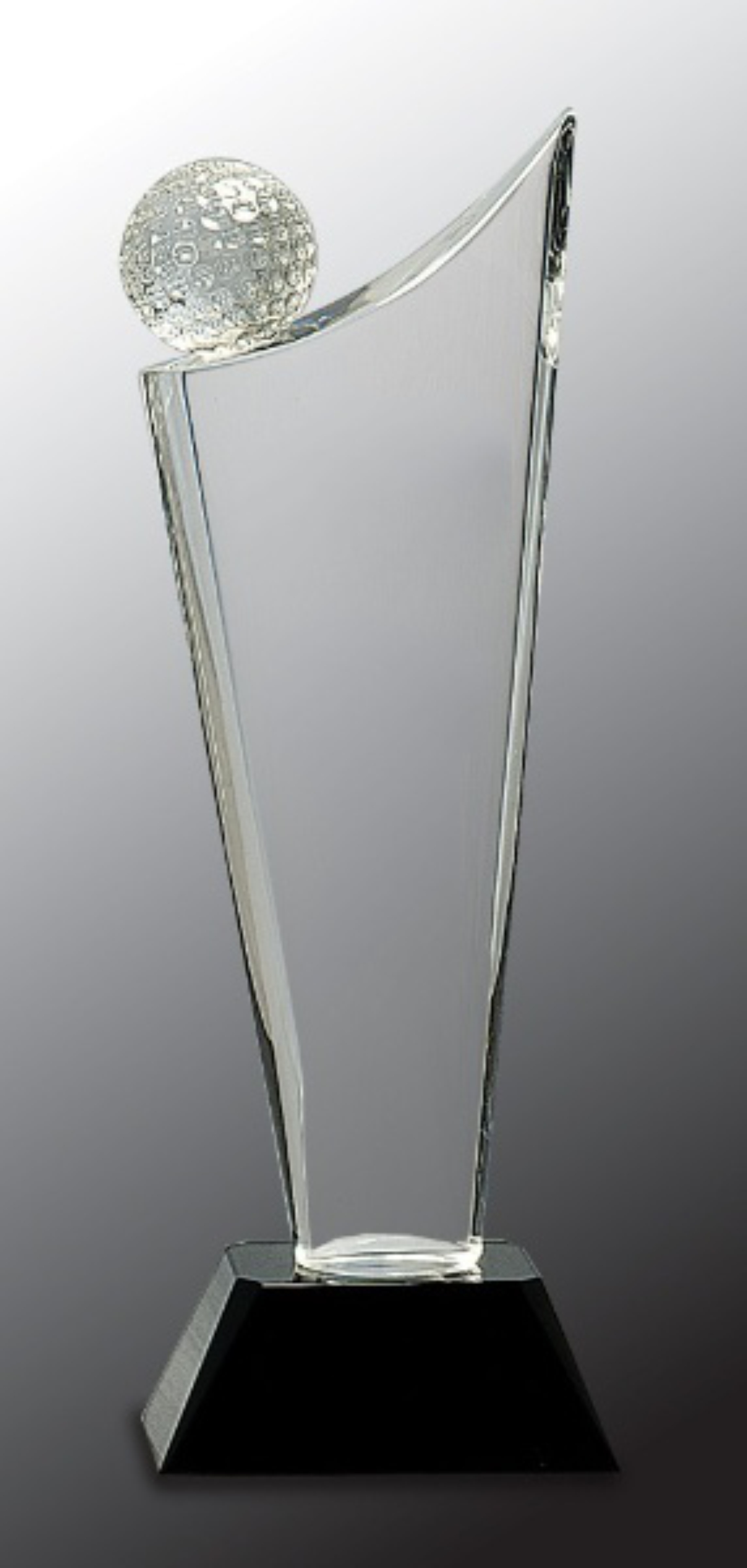 10 3/4" Clear Crystal Award Golf/Wave on Black Pedestal Base 1