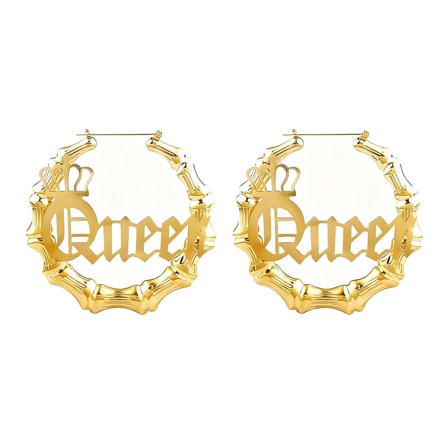 Custom Large Hollow Queen Letter Design Earrings 9