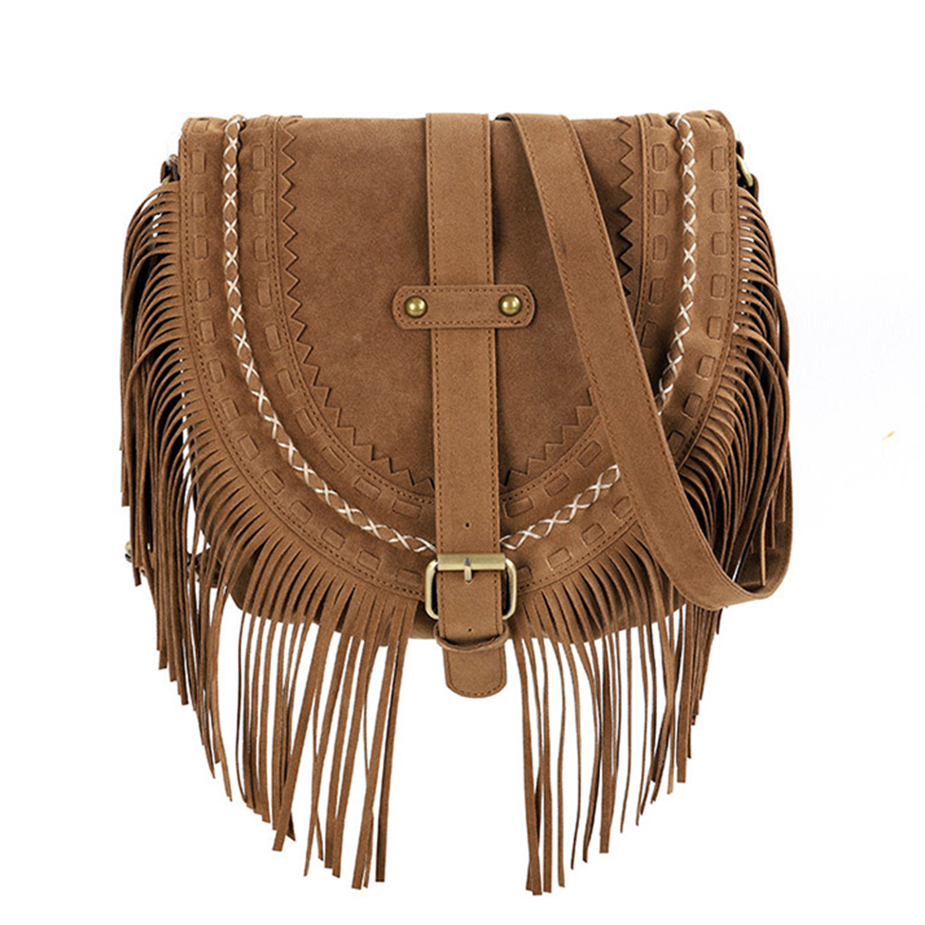 Suede Vintage suede tassel cross-body bag 3