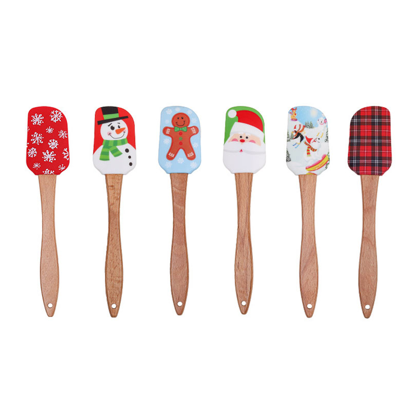 Christmas Halloween Silicone Spatula With Wooden Handle 4