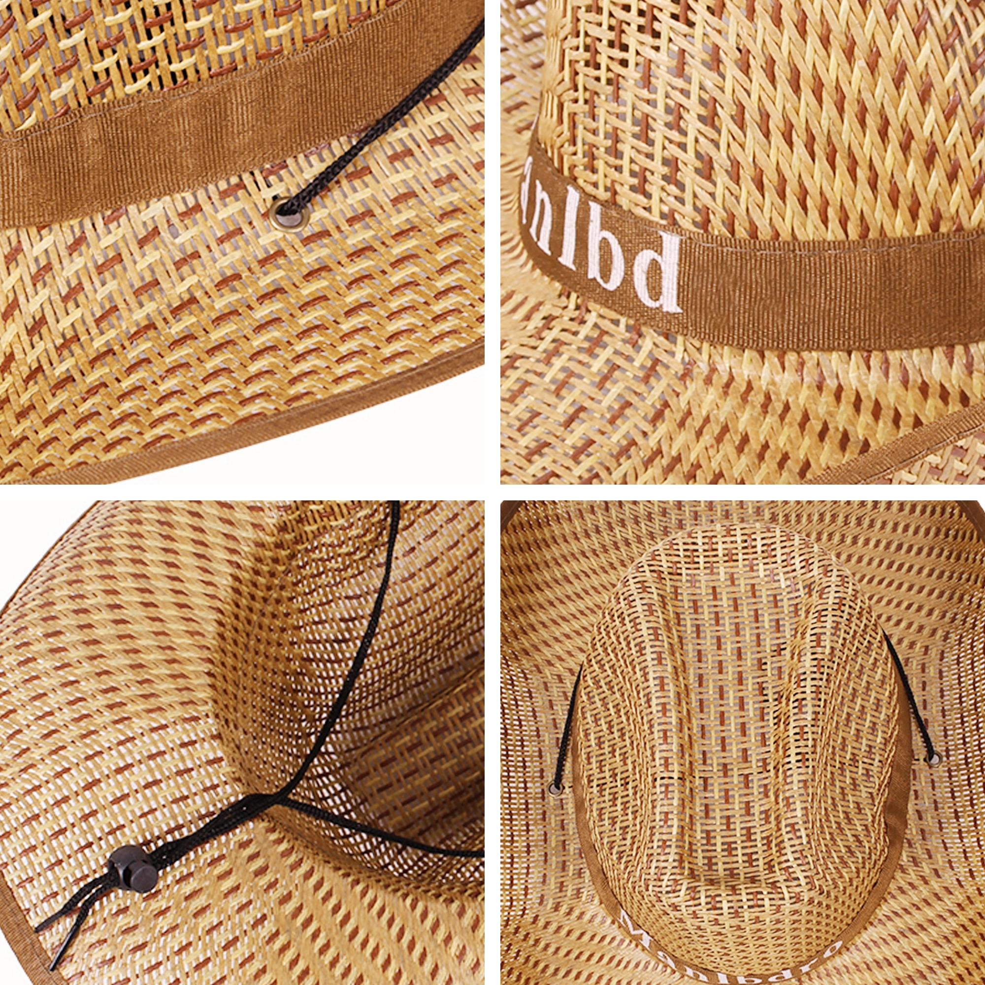 Adult Western Straw Cowboy Hat With Hatband 3