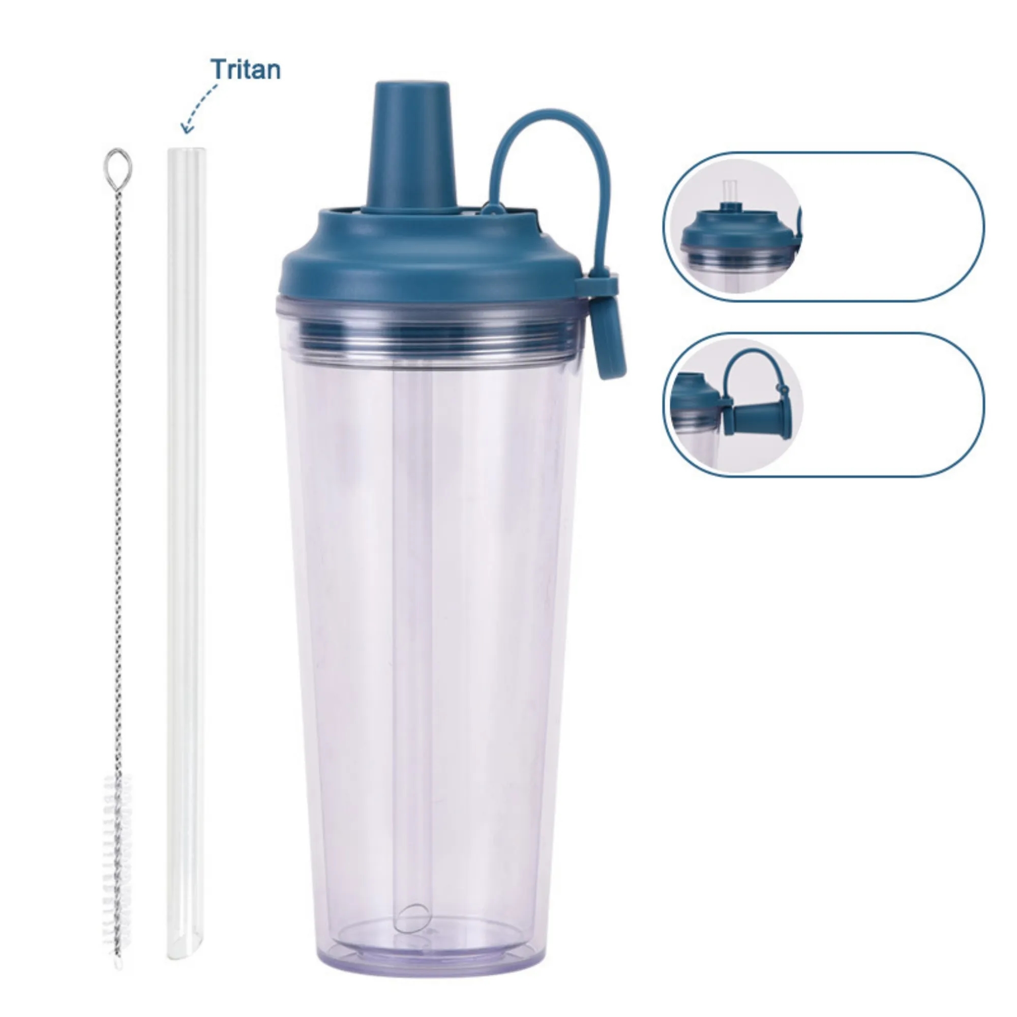 24oz Double-Layer Plastic Straw Cup 22