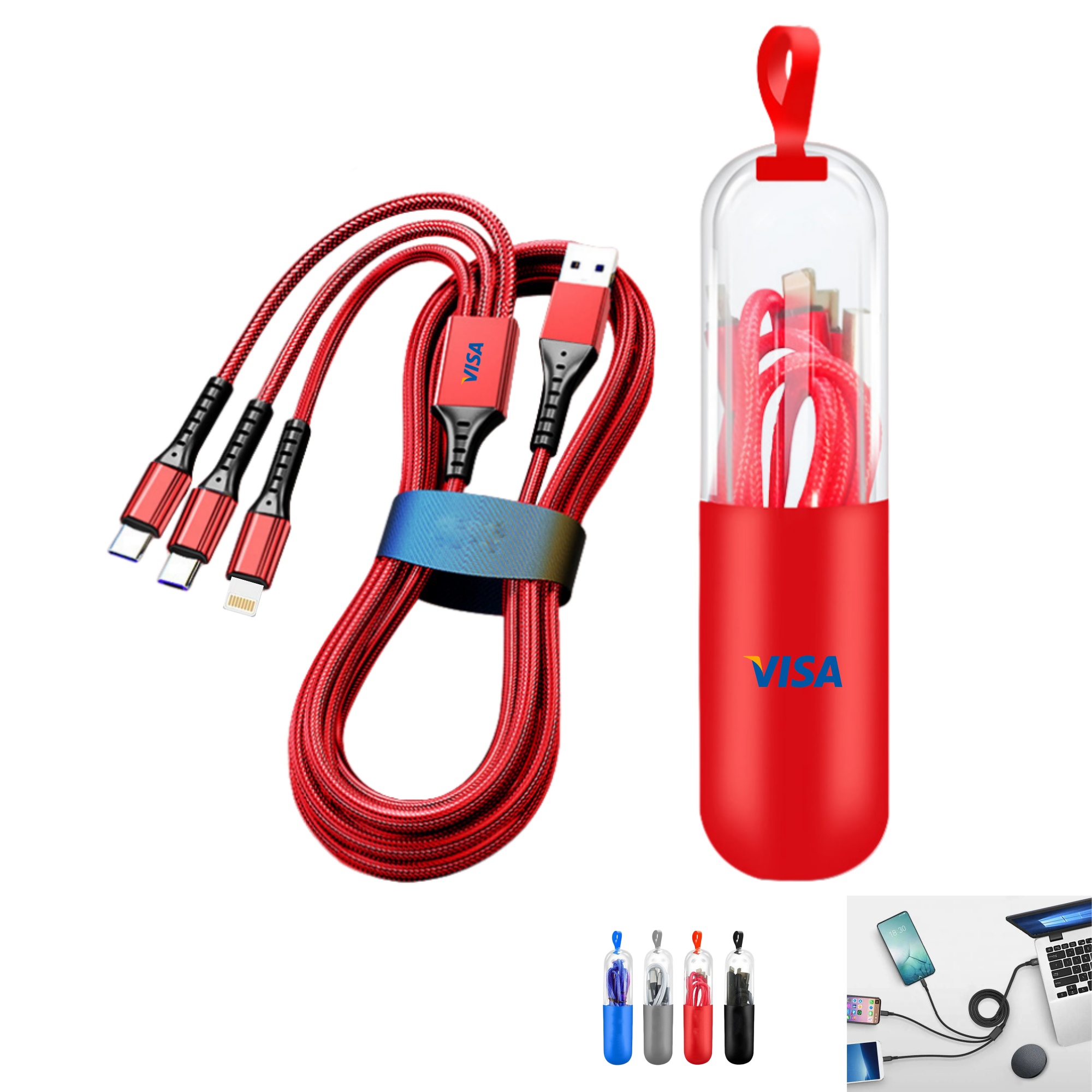 4ft Braided Fast Charging Cable with Capsule Case 4