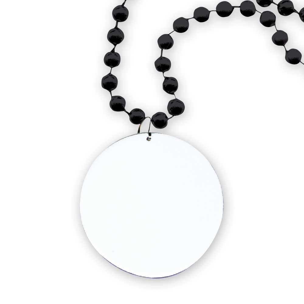 Medallion Bead Necklace w/White Medallion 28
