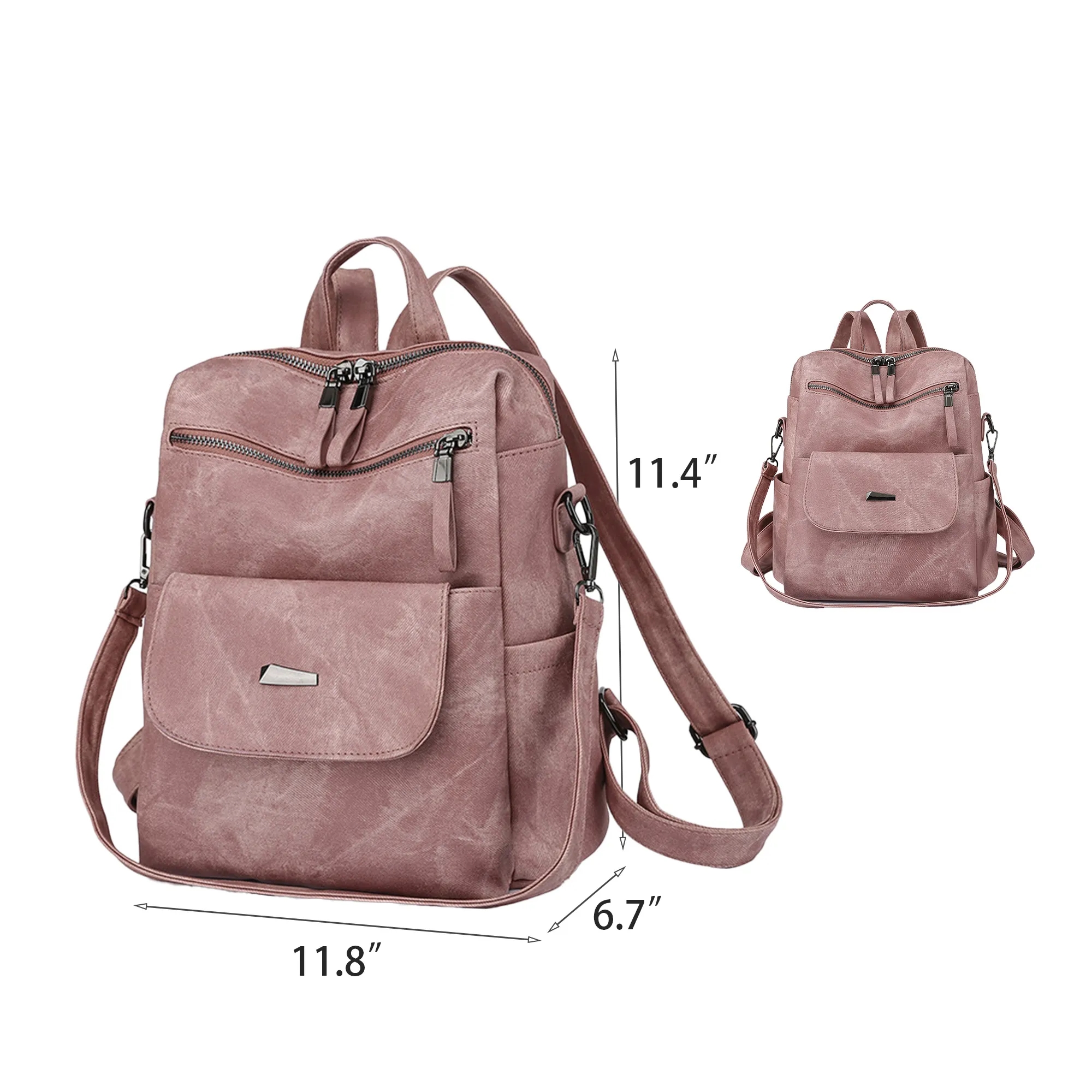 PU Leather Convertible Backpack 7