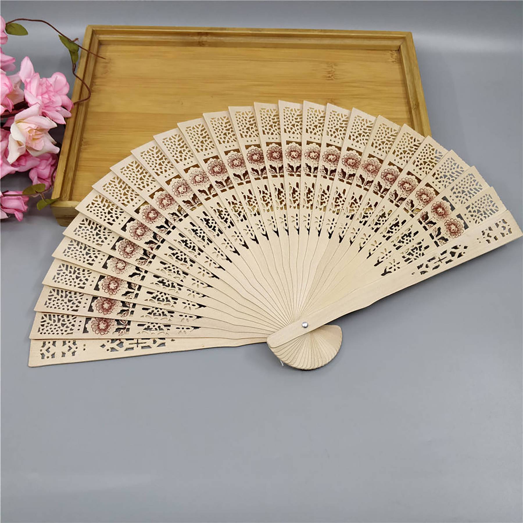 Vintage Wooden Handheld Folding Fan 3