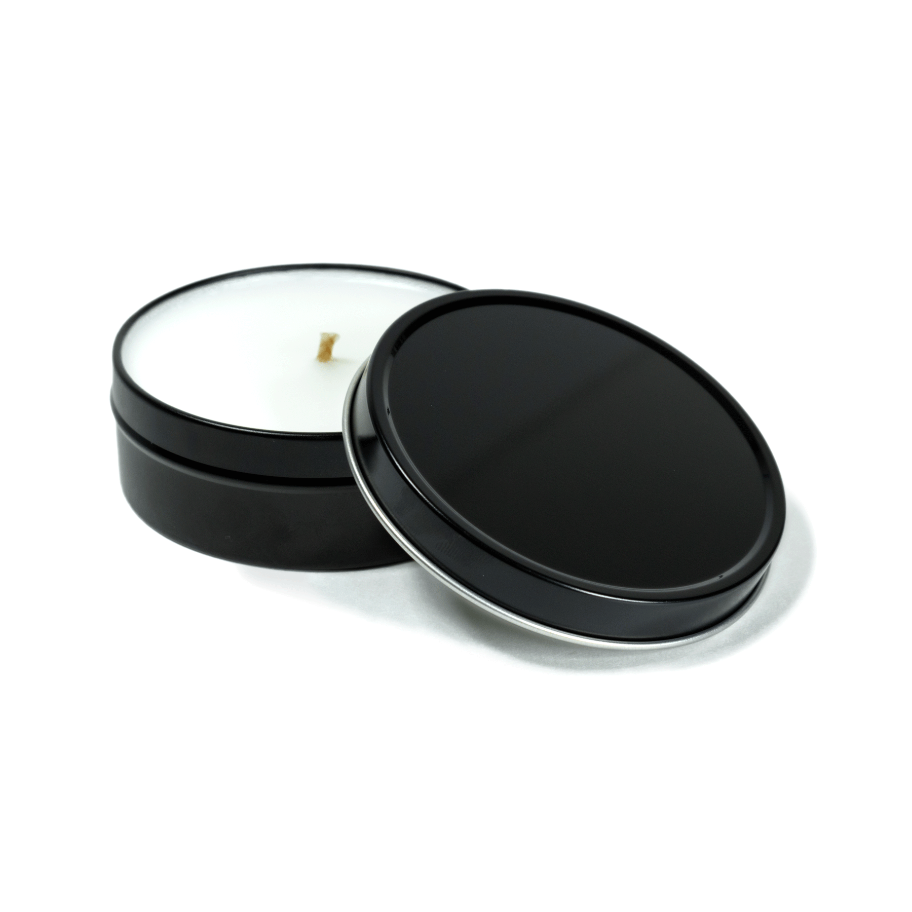 4 oz Tin Travel Candle Black with 4-C Imprint