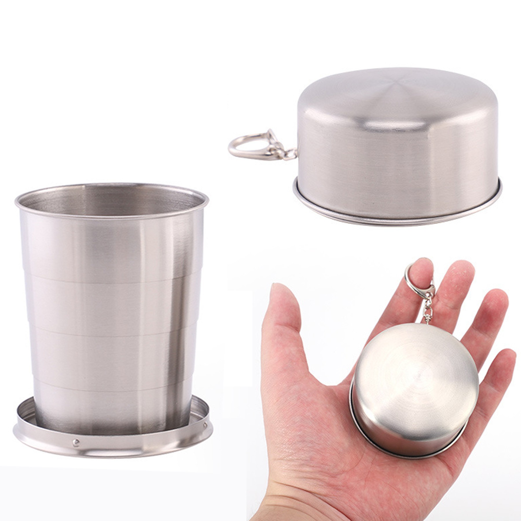 5OZ Foldable Stainless Steel Cup with Key Chain 3